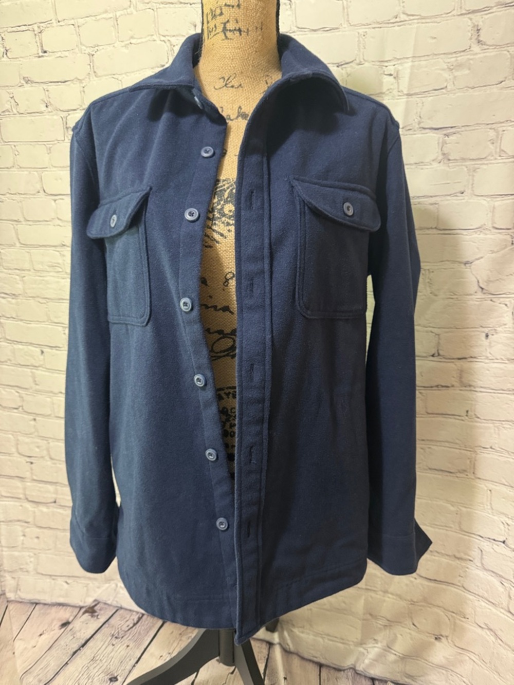 NWOT Christian Lacroix unisex Wool Blend Navy Button-Up Casual Shacket-Jacket